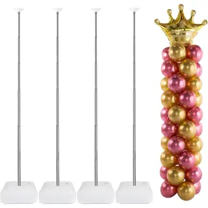 Balloon Column Kit Set of 4, Reusable Telescopic with Base, from 1.5 to 7 Ft, Balloon for Decorations