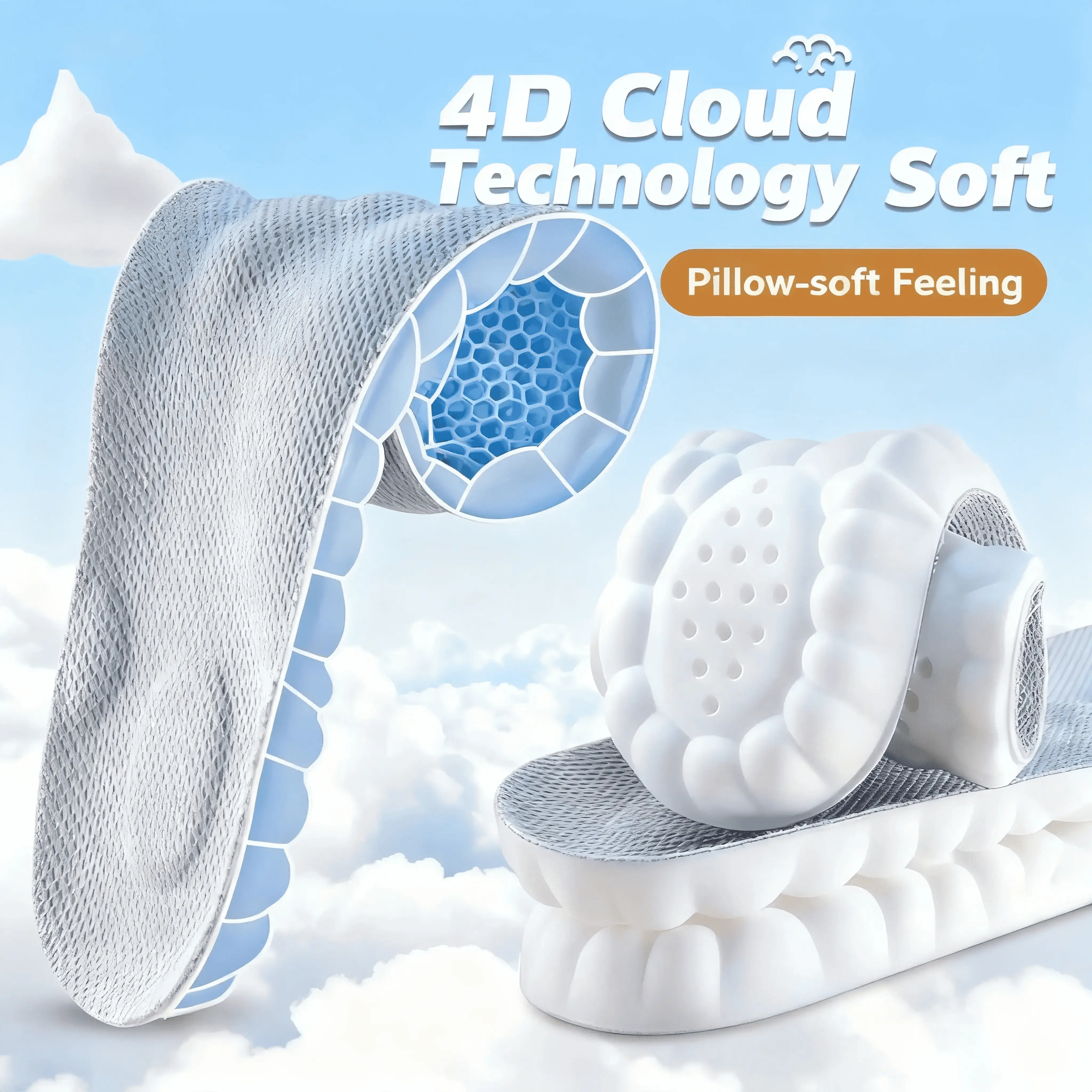 3pcs Insole Pads, All-Day Standing Relief Lightweight Cushioned Soles, Elastic Breathable Sweat-Absorbent All-Purpose Insoles, All Seasons Comfort Inserts for Everyday Footwear