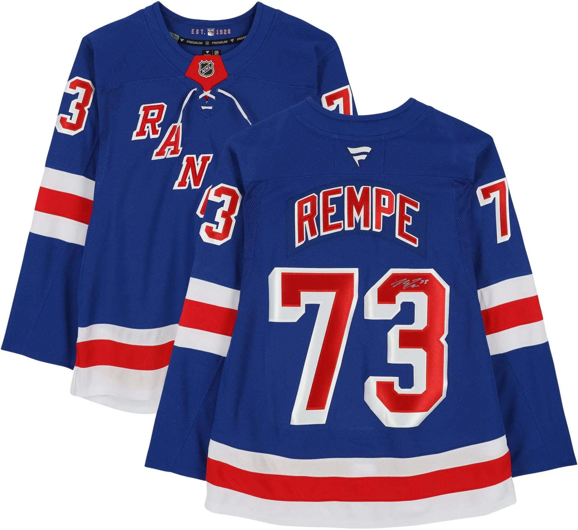 Matt Rempe New York Rangers Autographed Blue Fanatics Premium Jersey - Fanatics Authentic Certified