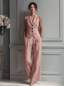 Elegant Women's Two-Piece Set for Spring and Summer, Slim-Fitting Fashionable, Solid, Perfect for Daily Wear and Special Occasions