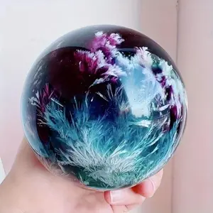 600g Natural Fluorite Ball Colored Quartz Crystal Gemstone Home Decoration Unique Healing Stone for Decor