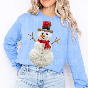 Yarn Snowman DTF 11 Inch Transfer for Festive Winter Designs and Creative Crafts