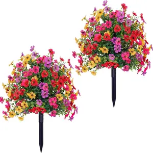 22-inch artificial direct-insertion plant flowers, Artificial Fake Flowers, Artificial plants, artificial silk Daisy eucalyptus with ground nails, outdoor decoration, UV-resistant, simulated tree, Lifelike artificial flower