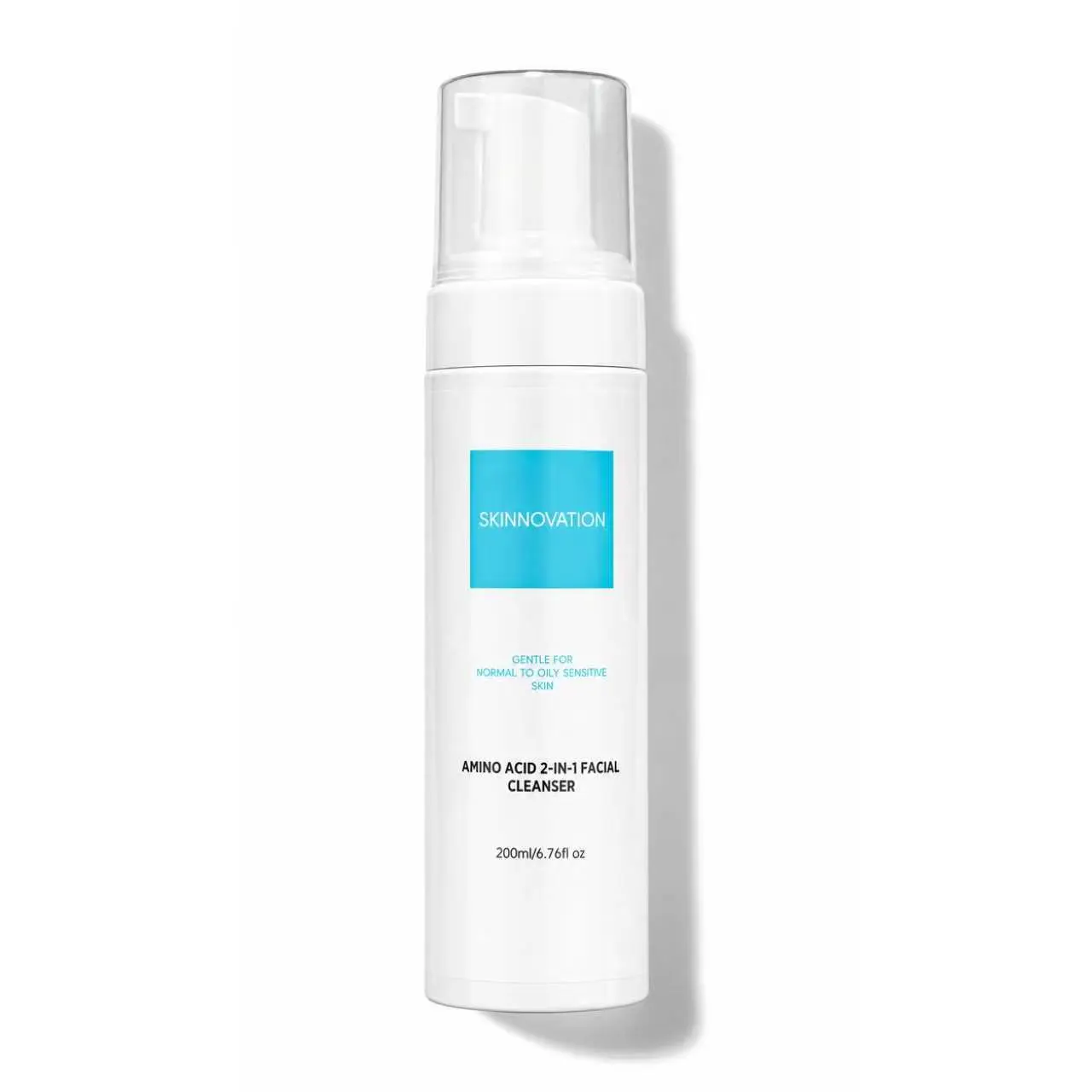 Skinnovation Amino Acid 2-in-1 Facial Cleanser, Cloud Foam Face Wash and Makeup Remover, Sulfate-Free Gentle Cleanser for Oily and Sensitive Skin, 6.76 fl oz