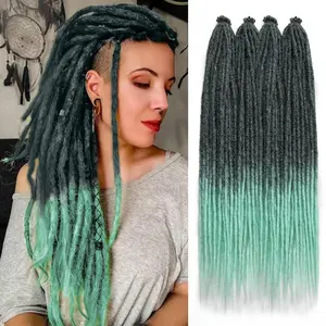 Dreadlock Extensions 24inch Single Ended Hippie Dreads Extension 10 Strands Ombre Green Synthetic Dreads Extensions 0.6cm Locs Extensions Boho Reggae Style Crochet Braiding Hair For Women And Men