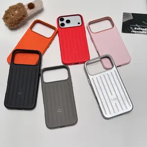 Luggage Faux Leather Pattern Phone Case Luxury Shockproof Protective Cover for iPhone 15 16 17 Pro Max Phone Case