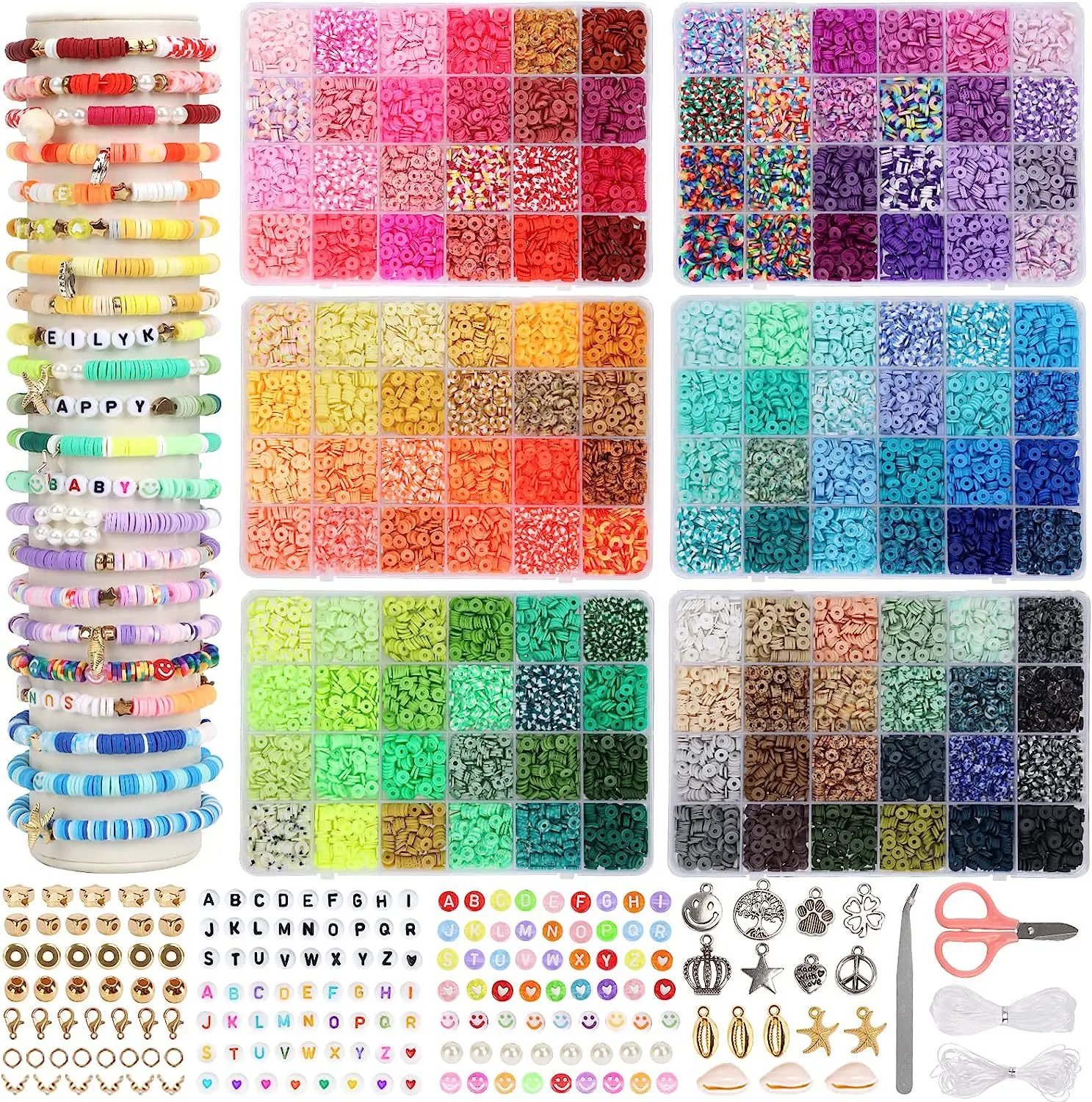 Multi-Color Soft Ceramic Beads Ornament Sets Of Boxes