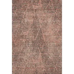 HomeRoots 650603 3 x 5 ft. Salmon & Charcoal Diamond Washable Machine Made Rectangle Area Rug with UV Protection