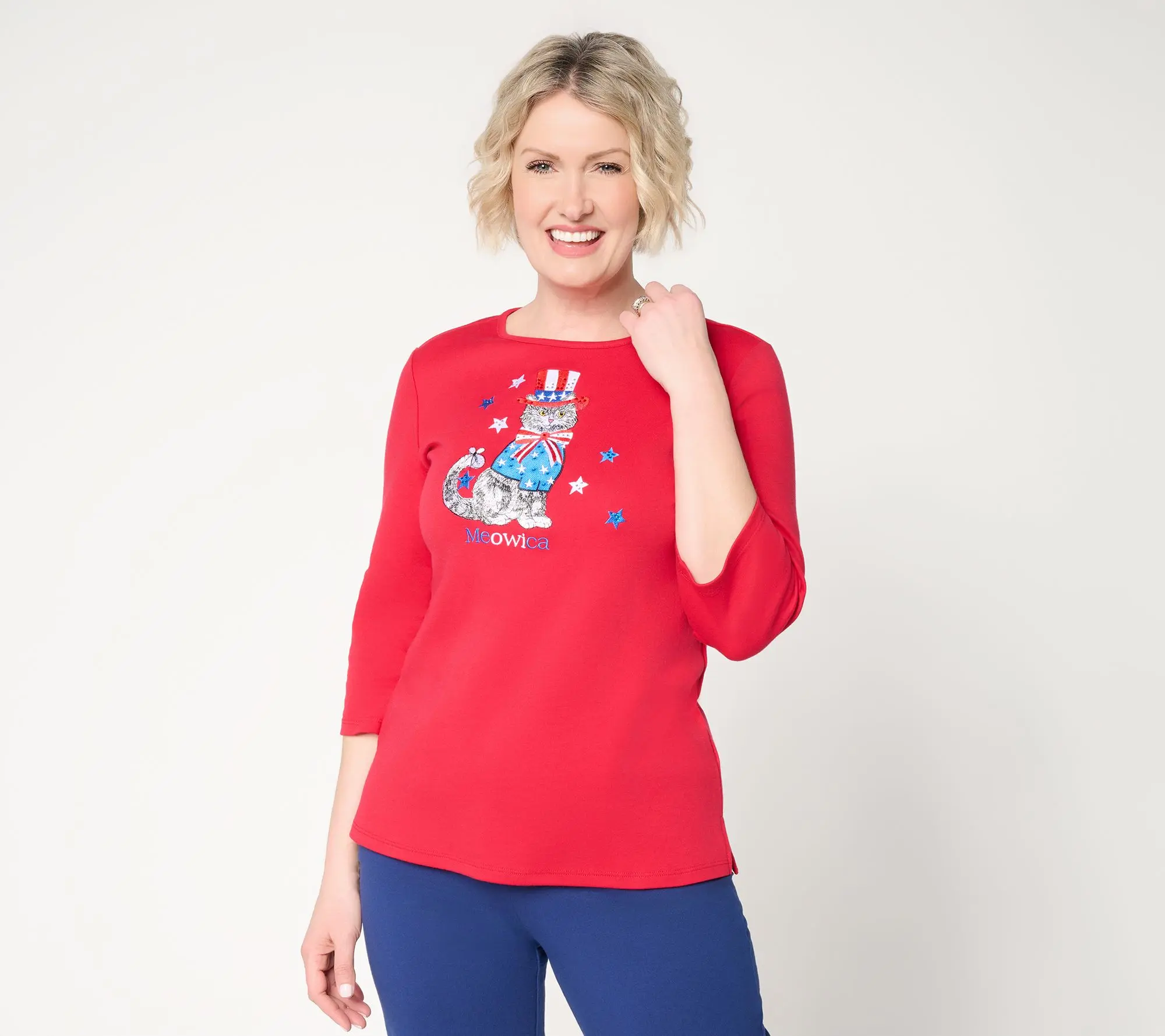 Quacker Factory Fire Quacker 3/4 Sleeve Top