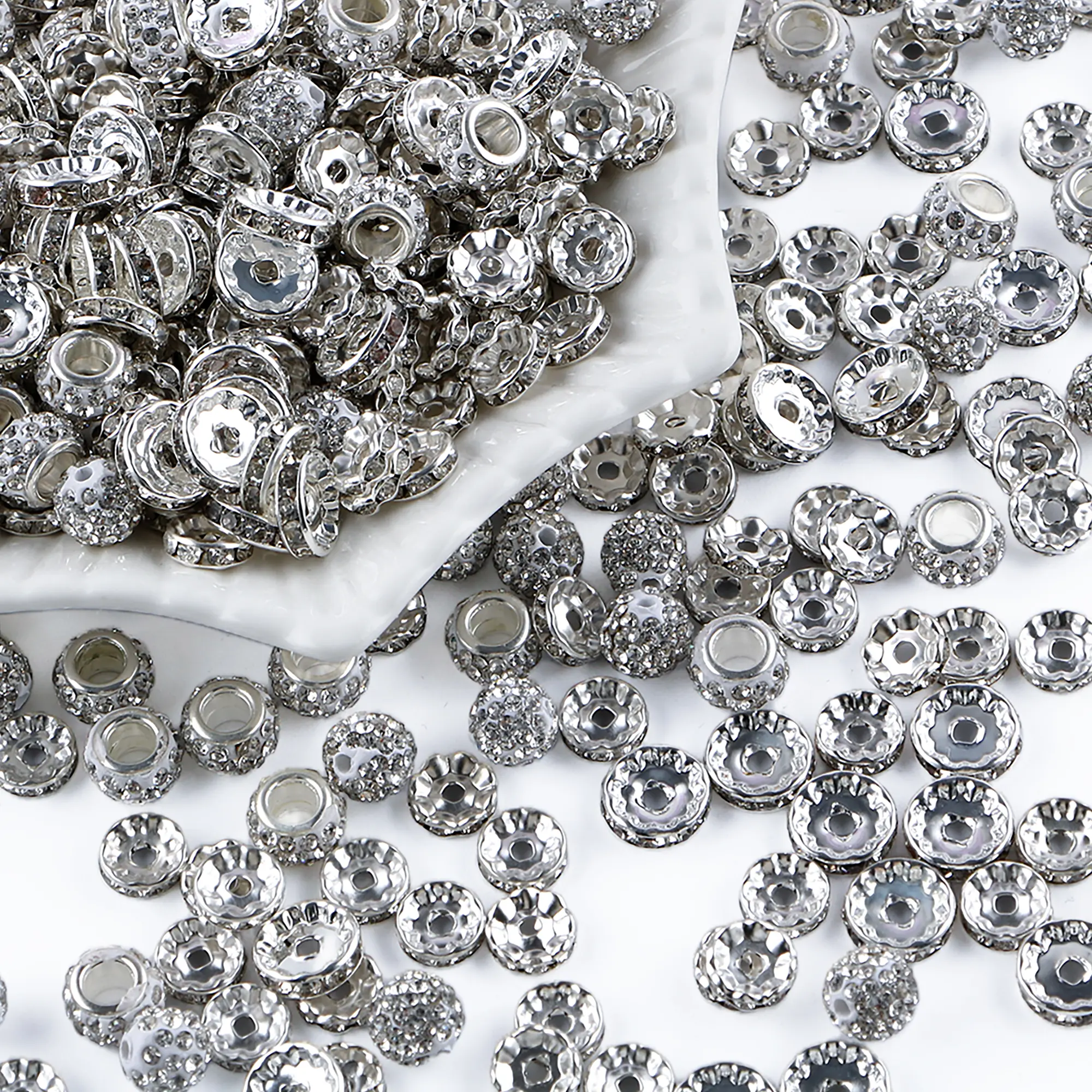 260PCS Rhinestone Clay Beads for Bracelet Necklace DIY Jewelry keychain Making, Sparkly Diamond Crystal DIY Rondelle Spacer Beads Accessory