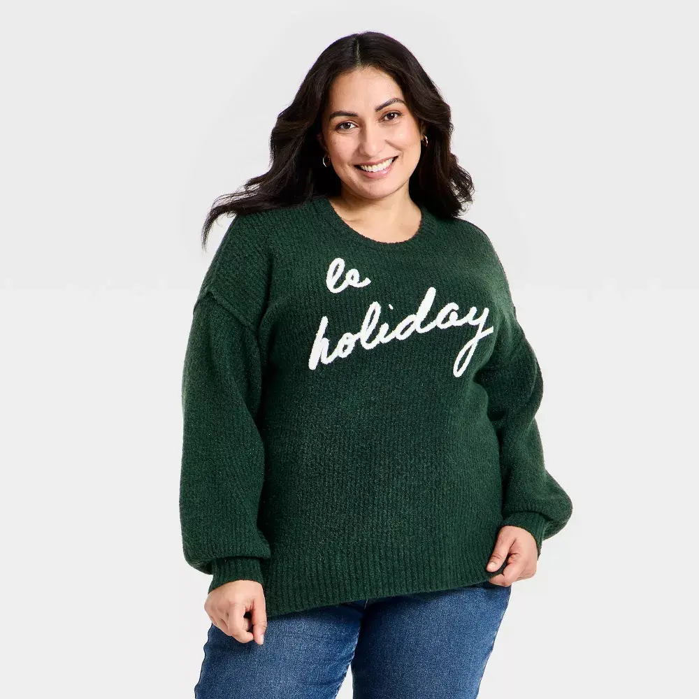 Women's Long Sleeve Crewneck Holiday Sweater - Ava & Viv