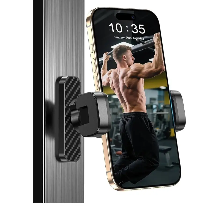 Magnetic Phone Holder for Gym - 360° Adjustable, Stable, Magnetic smartphone holder, Strong Magnet Mount for Workout Recording, Fitness Accessories, Compatible with Android and iPhone 16/15/14/13, Gift for Men & Women