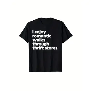Men's & Women's Retro Thrift Store T-Shirt - Soft Round Neck Short Sleeve Tee with Humorous Suitable for Everyone Design, Unisex Casual Streetwear, Machine Washable for All Seasons & Valentine's Day Outfits