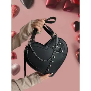 Women's Fashionable Casual Studded Decor Crossbody Bag, Novelty Heart Shaped Shoulder Bag for Daily Use,? Summer 2024? Trendy Matching Bag Handbag for Party