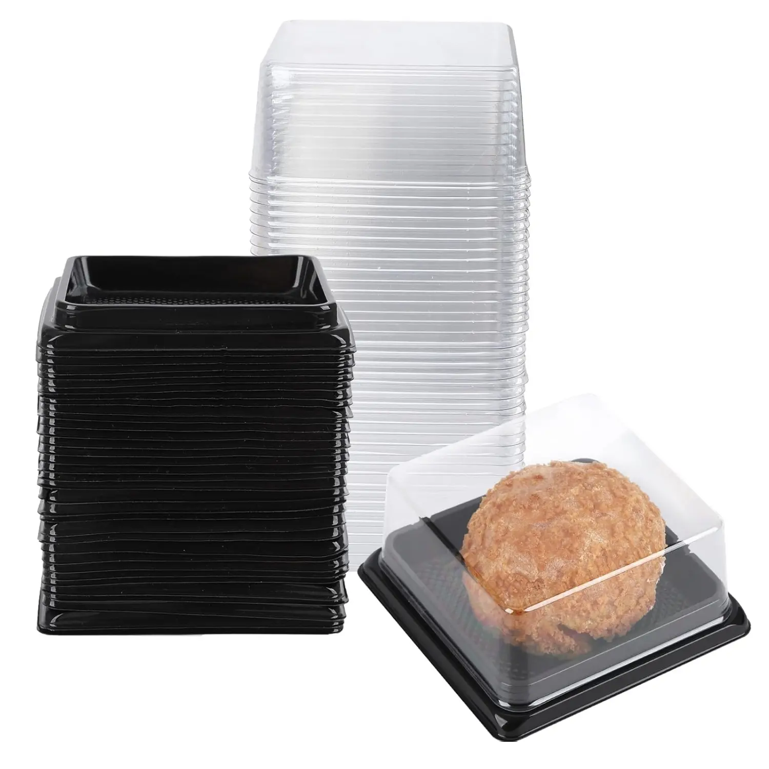 150 Pcs Mini Cake Boxes 3 Inch, Individual Mini Cake Containers, Clear Plastic Dessert Egg-Yolk Puff Mooncake Muffins Box with Lids, Cheesecake Containers for Wedding Birthday Party Favor - Home Improvement.