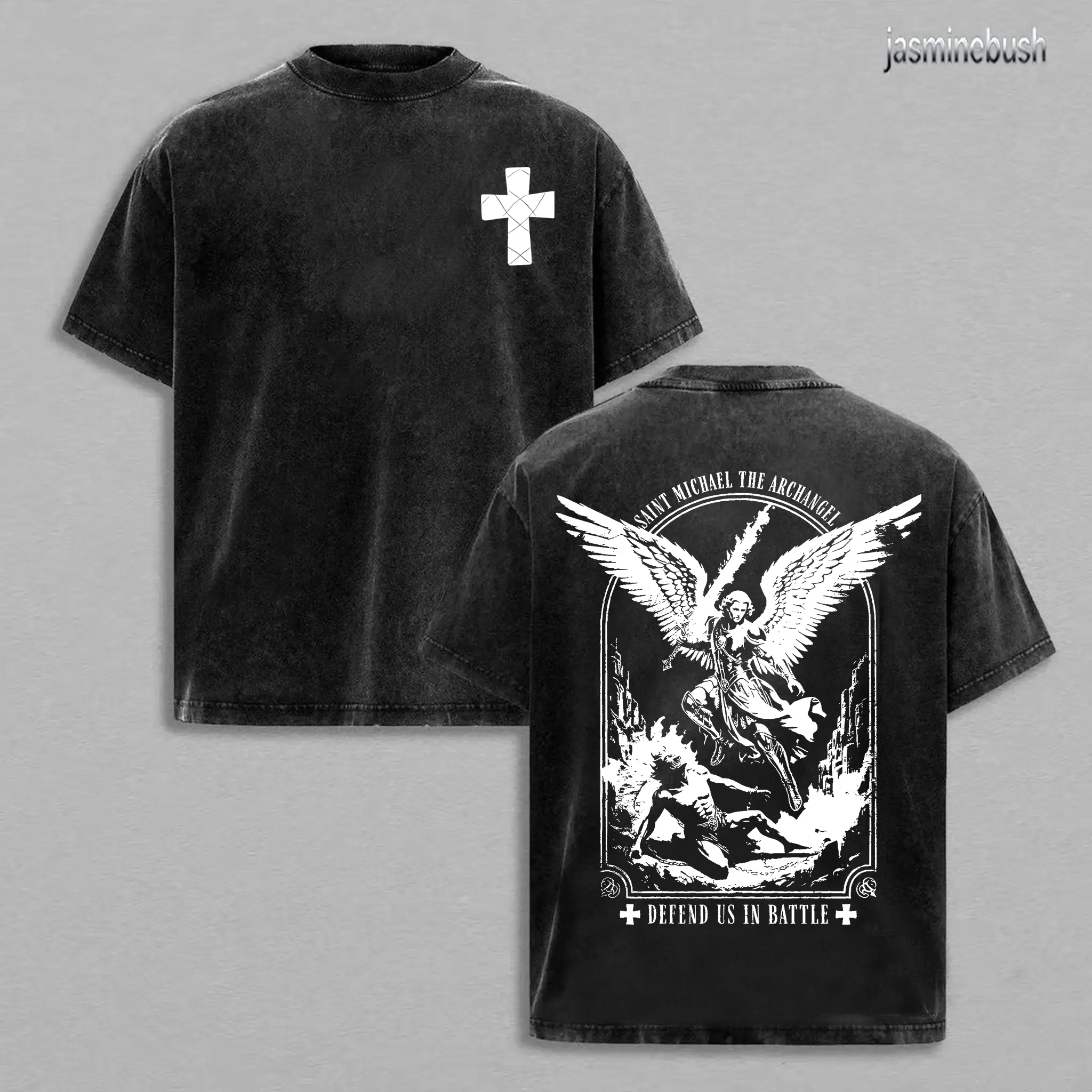 Saint Michael The Archangel Defend Us In Battle Christian Washed T-Shirt