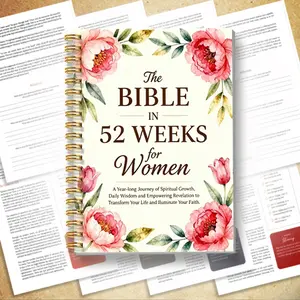 Elegant floral Bible study journal, including 52 weekly plans floral designs, spiral binding, a Christian prayer notebook for women, a Bible prayer journal, a daily Bible study group, and an inspirational gift for women.