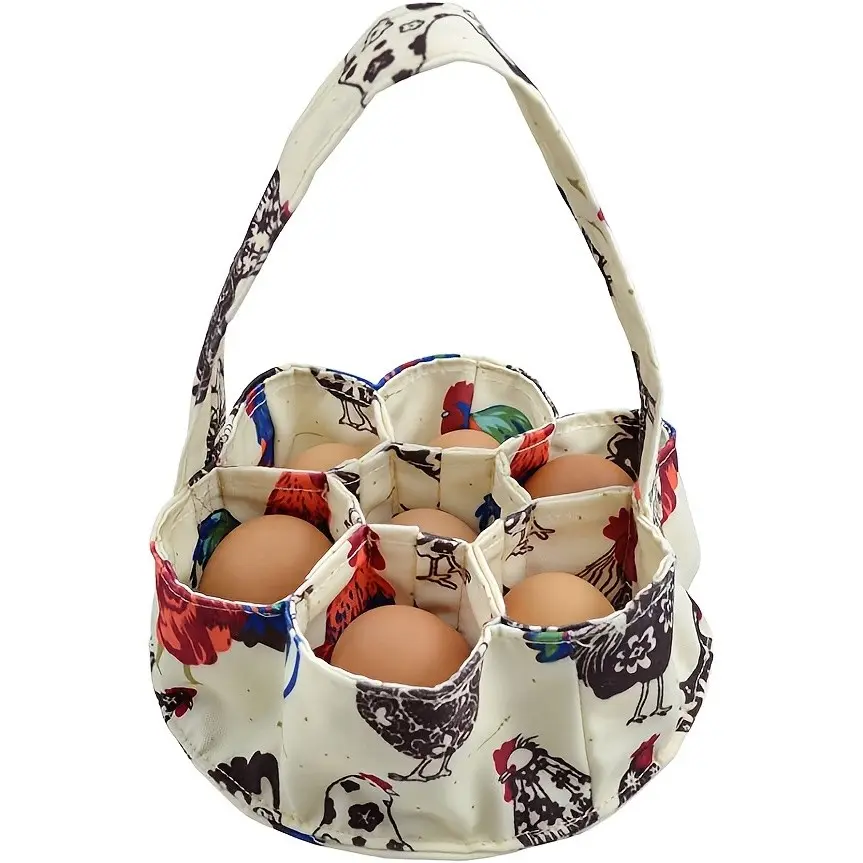 Egg Collection Basket, 7 Pockets Egg Bag, Plastic Storage Basket, Fresh Eggs Storage for Chicken, Duck, Goose, Farm House Garden Transport, Daily Use, Carrying Basket