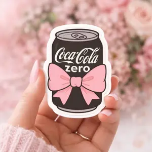 Girly Coke Zero Era Sticker | Pink Bow Soda Aesthetic | Cute Coquette Drink Decal | Trendy Laptop/Water Bottle Sticker
