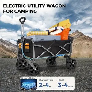 Multifunctional Heavy-Duty Electric Foldable Cart, 300 lbs Capacity, Adjustable Handle, Locking Brake, All-Terrain Wheels, Portable for Camping, Beach, Fishing, Picnic, and Shopping, Portable Cart|Oxford Cloth Horse Carriage, Horse Carriage