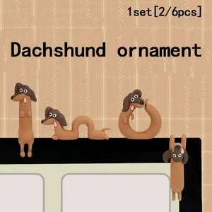 2/6Pcs Cute Miniature Dog Figurines, Fun Sausage Dogs Decorative Ornaments, Desktop Monitor Laptop Car Dashboard Home Office Gift