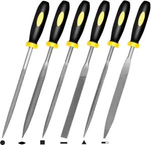 Mini Hand Files, 6 count, Total 6.3in, Strength Alloy Steel  File Set, Small Metal File Tools for Detailed Tasks, Includes Round, Bi-Half Round, Flat, Square, Flat Warding, Triangular