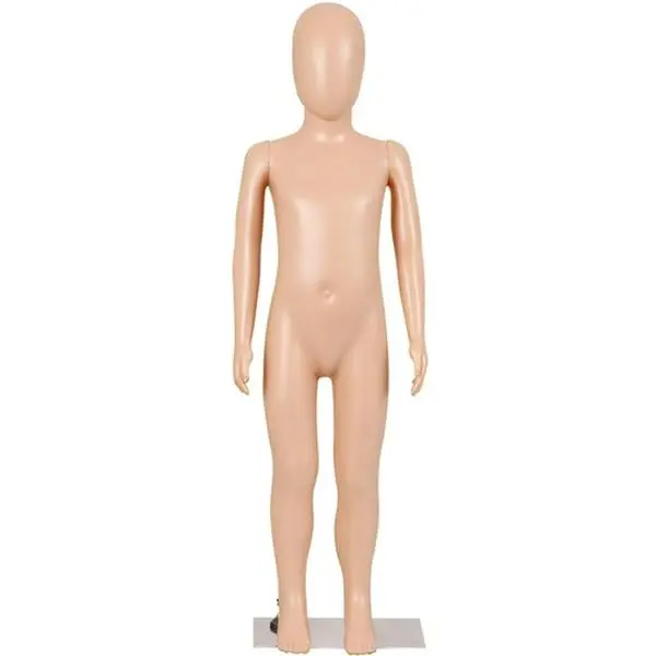 Kids' 43" Nude Plastic Adjustable Faceless Full Body Practice Head Mannequin Dress Form, 7.39 lb, Easy to Assemble & Disassemble, Bust 21.6 in, Base Dimensions 11.8×7.8 in, for Indoor Furniture Display