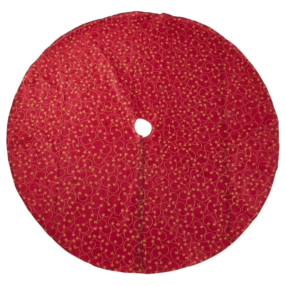 70-in Lightweight Burgundy Ari Embroidered Round Christmas Tree Skirt, Festive Holiday Decor Accessories, Home Supplies Room Decorations, 70 Inches