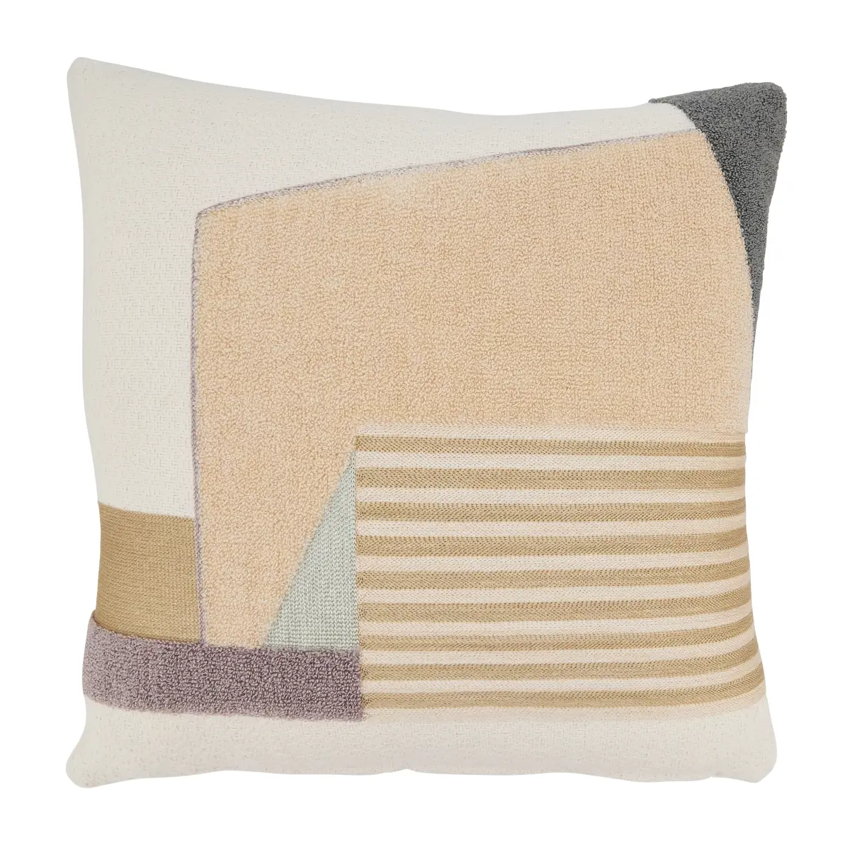 18 in. Square Cotton Refined Geometric Zen Down-Filled Throw Pillow - Multi-Color, Calm Vibe, Contemporary Elegance, Dry Clean Only, Medium Iron Reverse Side, Home Décor, Indoor Use