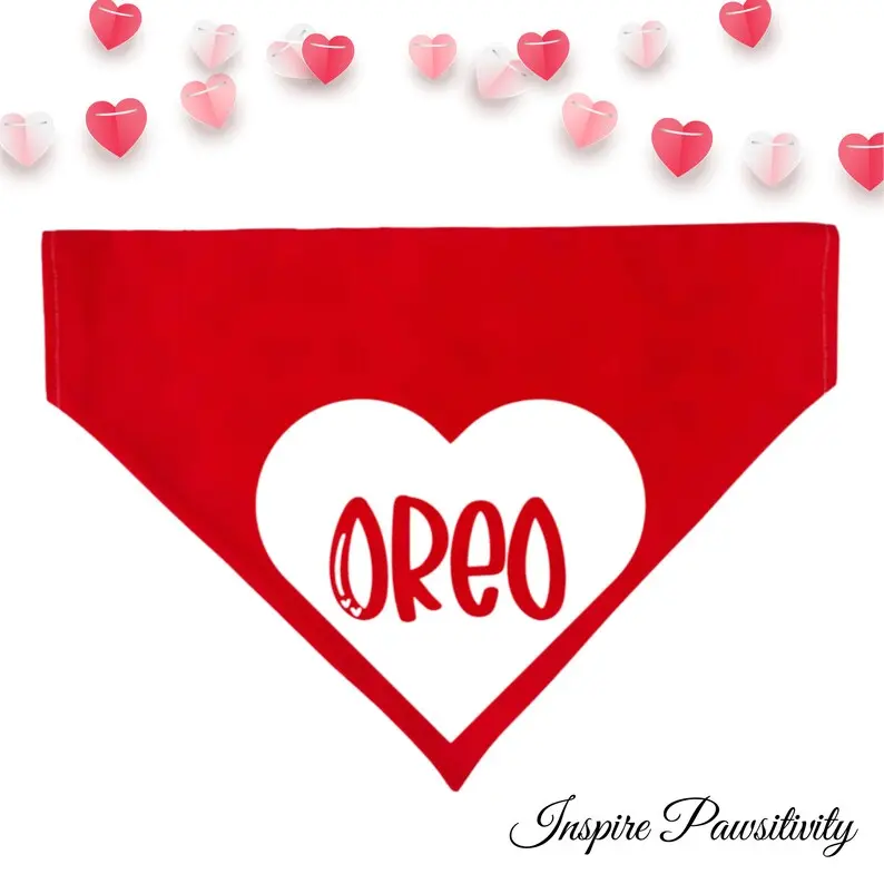 Personalized Valentines Dog Bandana, Conversation Hearts, Over the Collar, Valentine’s Day Dog, Gifts for Pets