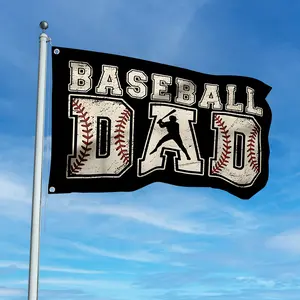 1pc Proud Baseball Dad American Flag Sports Banner - 3x5ft-4x6ft, Polyester Construction, 2 Brass Grommets, Long-Lasting Vibrancy, Father'S Day Gift for Baseball Fans, Sports Banner | Patriotic Design | Durable Polyester, Baseball Banner