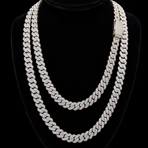 8MM 925 Sterling Silver Prong Set Cuban Link Chain – Moissanite VVS D color  Necklace