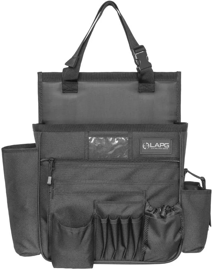 LA Police Gear Patrol Car-Truck Seat Organizer, Car Interior Storage Accessory with Adjustable Straps, Buckle Closure, Multi-Pocketed Design