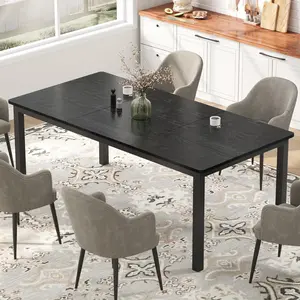 Garvee 79 Inch Industrial Dining Table, Large Rectangle Kitchen Table with Metal Legs, Round Corners, Wooden Conference Desk for Dining Room, Living Room, Only Table