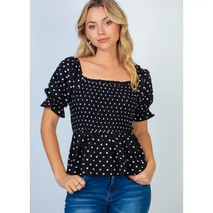 White Birch - Smocked Polkda Dot Top
