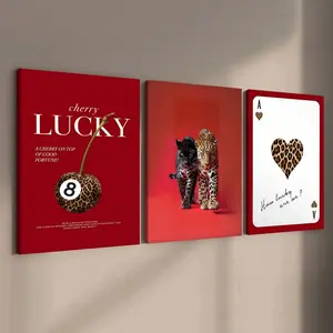 3-Pack Wood Frame Canvas Posters, Modern Art Leopard Print, Waterproof Wall Decor for Living Room, Bedroom, Hallway, Gift Idea