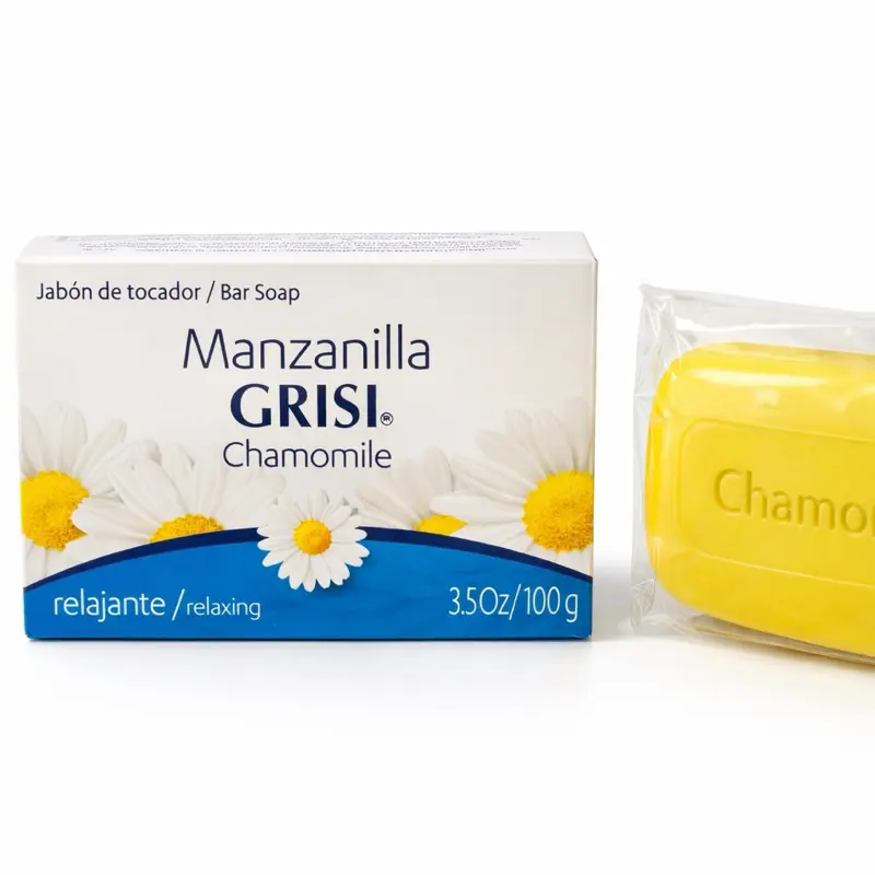 GRISI Manzanilla Soap Jabon de Manzanilla Chamomille Soap Bar 3.5 Oz 100 g Soothing Gentle Cleansing for Sensitive Skin