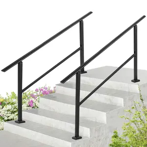 [GAOMON]5 Step Hand Rails for Outdoor Steps, Metal Stair Railing Handrail, 75° Adjustable Black Hand Railings for Porch Deck Garden, Complete Stair Railing Kit(2 Packages)
