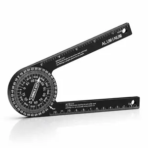Aluminum Miter Saw Protractor | 7-Inch Rust Proof Angle Finder Featuring Precision Laser Engraved Scales Professional Saw Protractor with Measuring Rulers for Angle Finder Carpentry, Crown Molding Tool, Baseboard building trade CNC Machined Woodworking