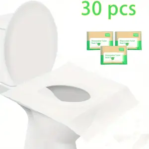 Disposable Toilet Seat Cover, 30pcs/set Portable Travel Camping Hotel Bathroom Biodegradable Waterproof Toilet Seat Accessories Toilet Seat Protector