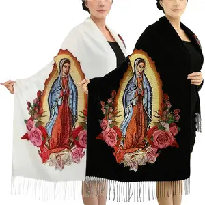 2pcs Guadalupe Shawls Soft Warm Blanket Scarf with Hood for Women Virgen De Guadalupe Gifts Durable Stylish Accessory for Evening Dresses