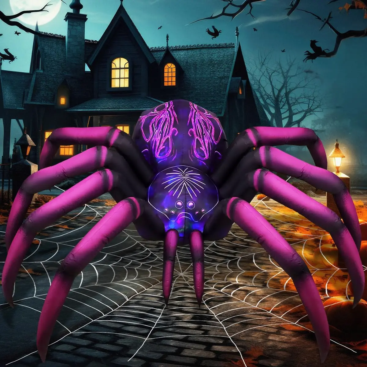 COMIN 9 FT Long Halloween Inflatables Purple Gradient Spider Outdoor Decorations Blow Up with Built-in LEDs for Halloween Indoor Yard Lawn Garden Decorationspooky season decor, spooky yard decor, halloween yard decor, halloween gift for him and her, 2026