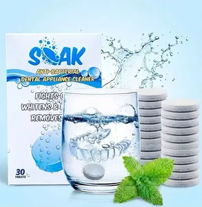 NBGRLVS Retainer Cleaner Tablets Denture Cleaner Effervescent Tablets 60 Count 2 Month Supply Remove Stains Odors for Clear Aligners Night Guards Mouthguards Non Abrasive Bleach Free
