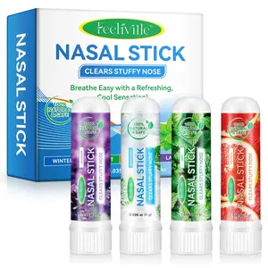 Sefudun Nasal Inhaler 4 Pack, Portable Design, Compact and Lightweight, Plant Essential Oils, Refreshing Scent, Suitable for Work, Study, Driving