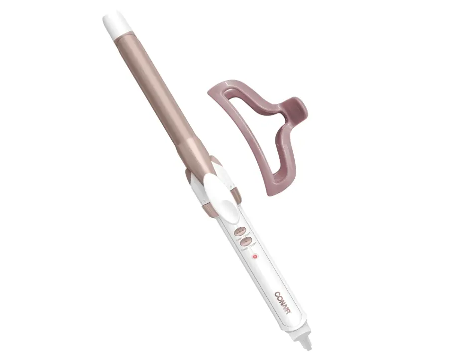 Conair Double Ceramic ¾-Inch Curling Iron with Claw Clip, ¾-Inch Barrel Creates Tight Curls, Hair Curler for Use on Short, Medium, & Long Hair, White/Rose Gold