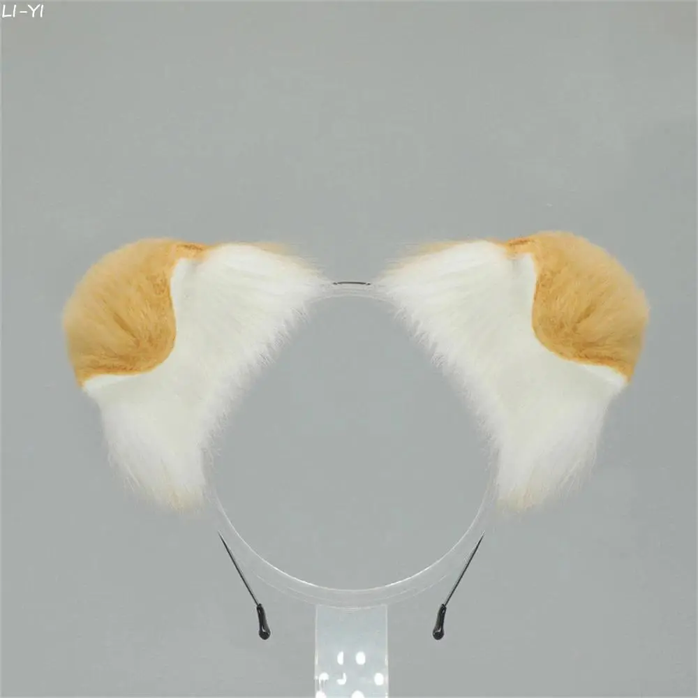 Plush Button-eared Dog Ears Headbands Furry Sheepdog Ears Headwear Kawaii Dalmatian Ear Hair Hoop Halloween Cosplay Headpiece