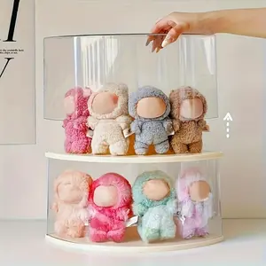 Portable Doll Display Stand, Mini Collectible Showcase, Creative Home Decor Organizer, Cute Plastic Frame Clear Multilayer Storage for Desktop Bedroom Living Room
