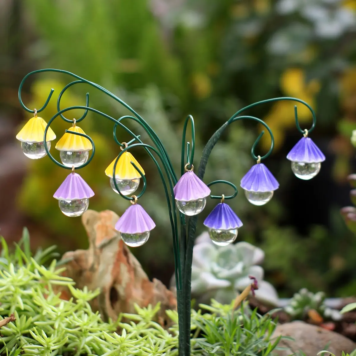 9 Piece Fairy Garden Accessories Set, Resin Fan Shaped Miniature Figurines, Home Decor Craft Ornament, Wind Chimes, Portable Plant Pots, Garden Sculptures And Decor