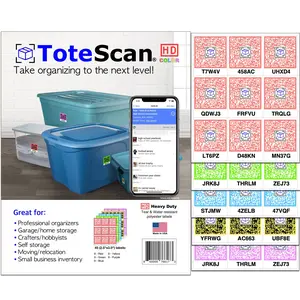 ToteScan HD Color (Heavy Duty) Intelligent QR Labels for Organization/Moving/Storage (45 Unique Labels, 2.5"x3")