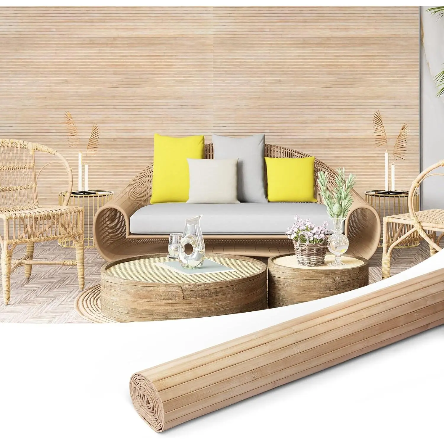48 x 96 Inch   Wall Panel for Interior Wall Decor, Flexible Pole Wrap Wainscoting Wall Cladding Paneling for Living Room, Bedroom, Office, Kitchen , Light-carbonized